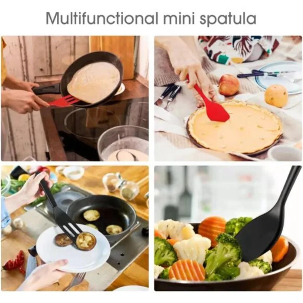 Mini Serving Spatula 2pcs set, Silicone Serve Turner Heat-Resistant Cookie
